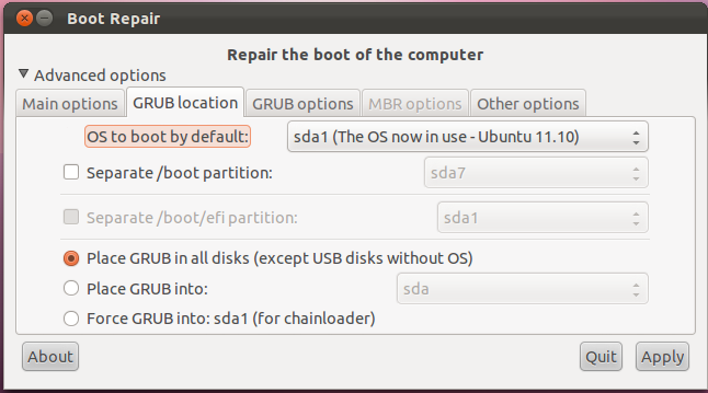 repair linux bootloader